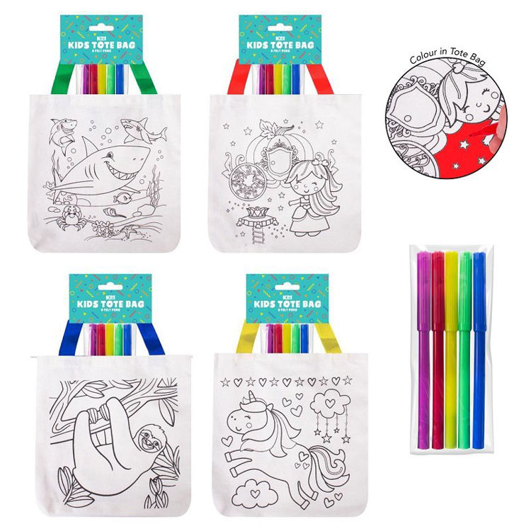 Picture of FN2452: KIDS TOTE DRAWING BAG WITH PENS
